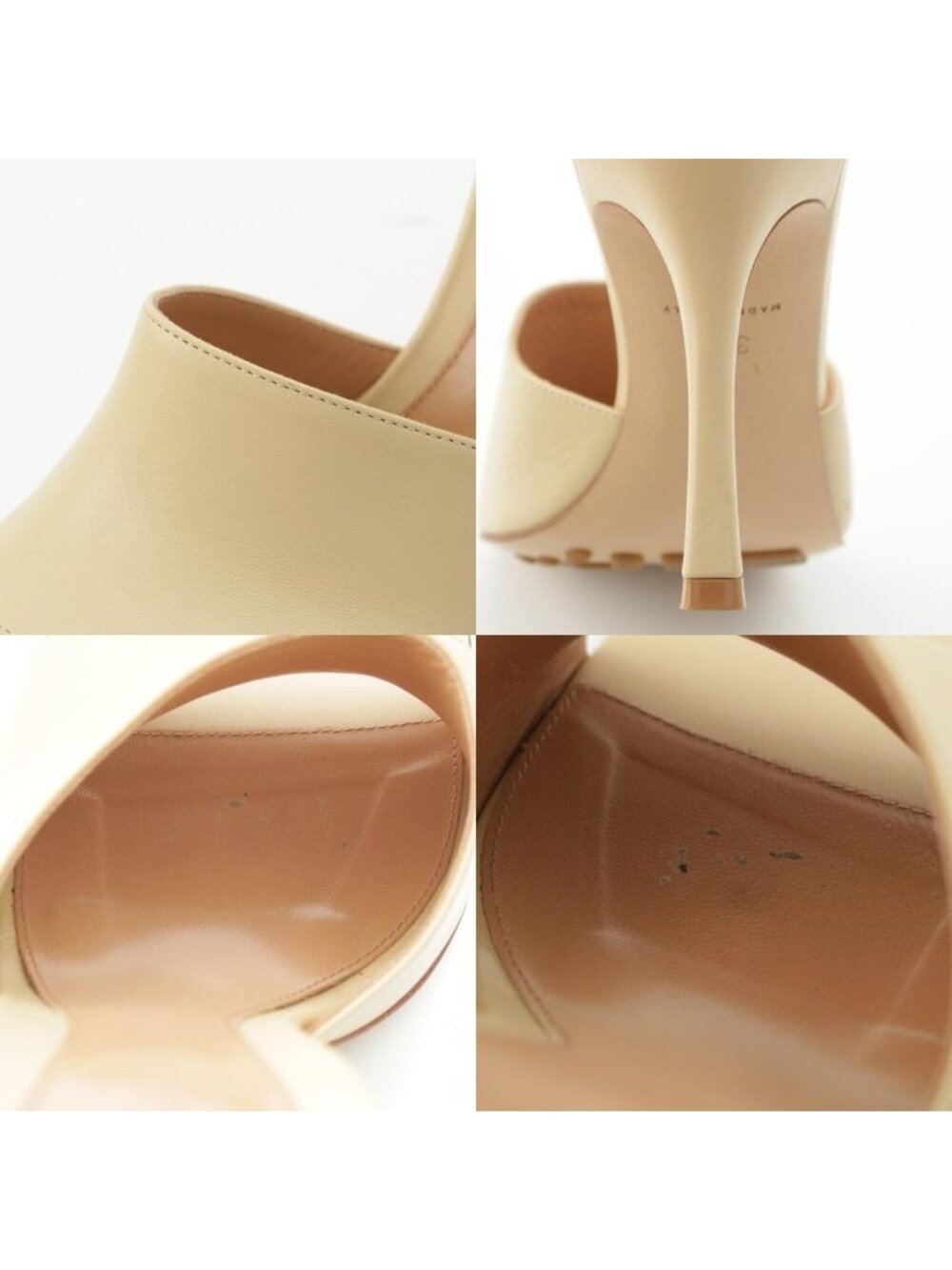 Bottega Veneta Leather Square Toe Sandals Beige - Picture 9 of 10